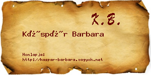 Káspár Barbara névjegykártya