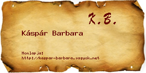 Káspár Barbara névjegykártya